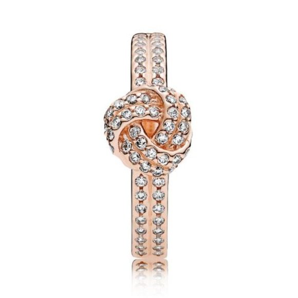 Pandora Gold Rose Sparkling Love Knot Ring - Picture 2 of 5